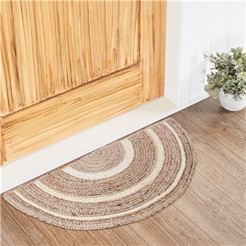 Natural &amp; Creme Jute Rug Half Circle 16.5x33