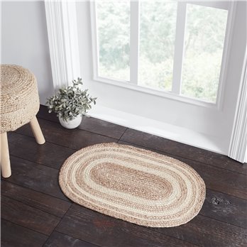 Natural &amp; Creme Jute Rug Oval 20x30