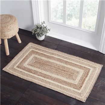 Natural &amp; Creme Jute Rug Rect w/ Pad 27x48