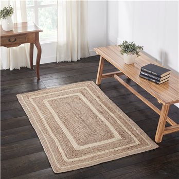 Natural &amp; Creme Jute Rug Rect w/ Pad 36x60