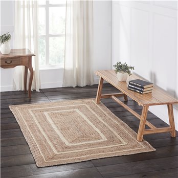 Natural &amp; Creme Jute Rug Rect w/ Pad 48x72