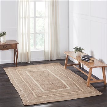 Natural &amp; Creme Jute Rug Rect w/ Pad 60x96