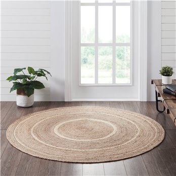 Natural &amp; Creme Jute Rug w/ Pad 6ft Round