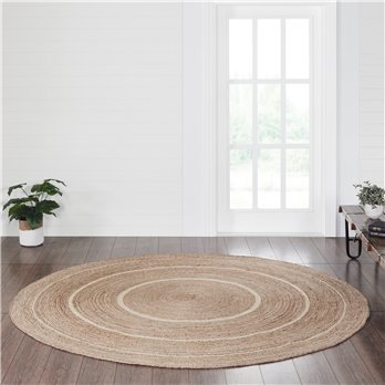 Natural &amp; Creme Jute Rug w/ Pad 8ft Round