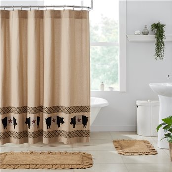 Cider Mill Primitive Pig Shower Curtain 72x72