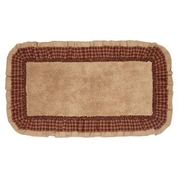 Burlap Natural w/ Burgundy Check Bathmat 27x48