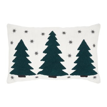 Pine Grove Plaid Embroidered Trees Pillow 14x22