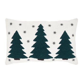 Pine Grove Plaid Embroidered Trees Pillow Cover 14x22