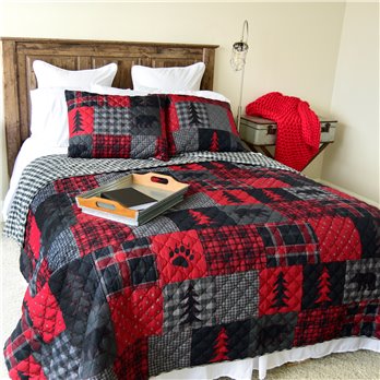 Red Forest 3 Piece King Quilt Set