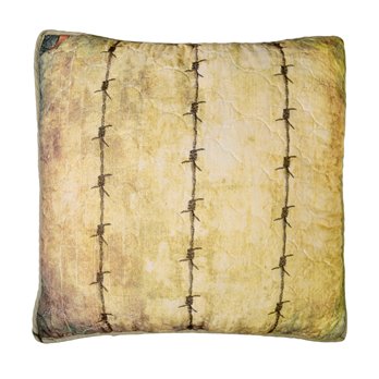 Wood Patch Barbed Wire Decorative Pillow