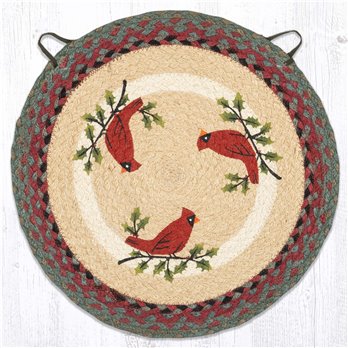 Holly Cardinal Round Chair Pad 15.5"x15.5"