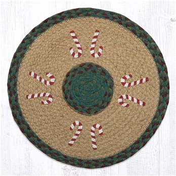Candy Cane Round Chair Pad 15.5"x15.5"
