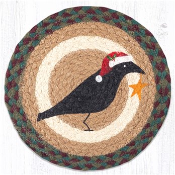 Crow Santa Hat Printed Round Trivet 10"x10"