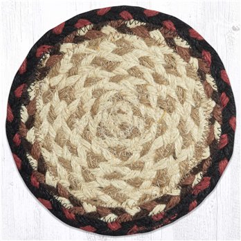 Burgundy/Mustard Jute Large Coaster 7"x7" Set of 4
