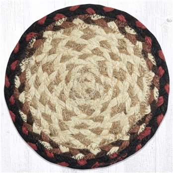 Burgundy/Mustard Jute Large Coaster 7"x7" Set of 4