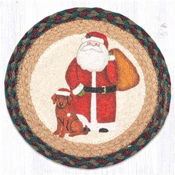 Primitive Santa Printed Round Trivet 10"x10"