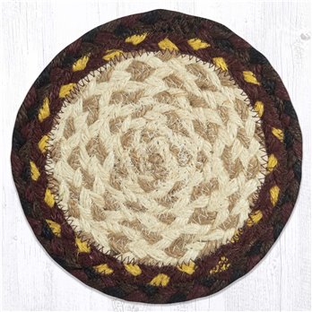 Black Cherry/Chocolate/Cream Jute Large Coaster 7"x7" Set of 4