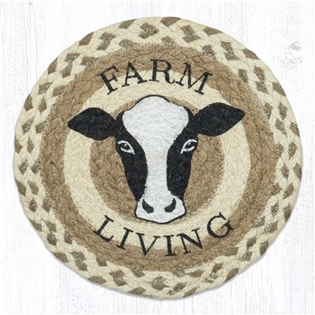 Farm Living Cow Printed Round Trivet 10"x10"