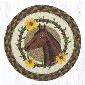 Brown Horse Daisy Printed Round Trivet 10"x10"