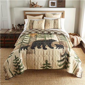 Painted Bear 3 Piece Queen Quilt Set