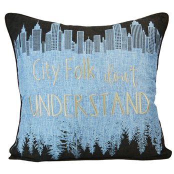 Retro Forest "City Folk" Decorative Pillow