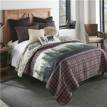 Bear Journey Red 3 Piece Queen Quilt Set