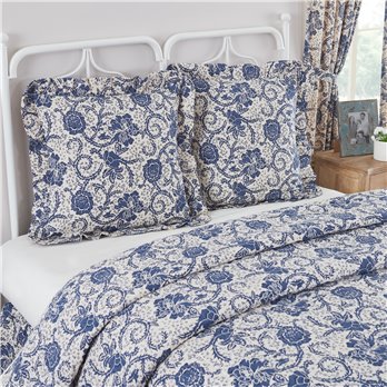 Dorset Navy Floral Fabric Euro Sham 26x26