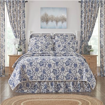 Dorset Navy Floral Luxury King Quilt 120WX105L