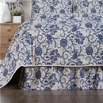 Dorset Navy Floral Twin Bed Skirt 39x76x16