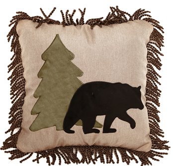 Carstens Bear & Tree Rustic Cabin Throw Pillow 18" x 18"