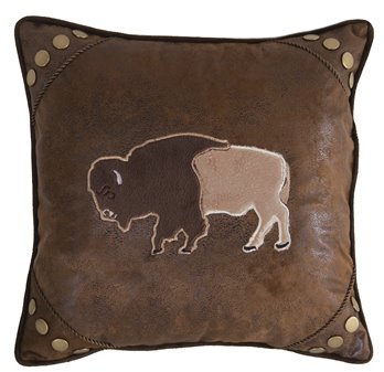 Carstens Wrangler Faux Leather Buffalo Throw Pillow 18x18