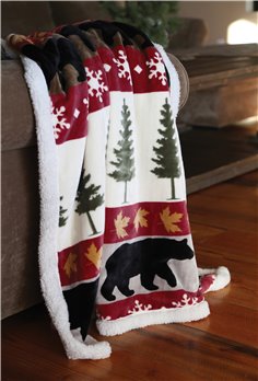 Carstens Tall Pine Rustic Cabin Sherpa Throw Blanket