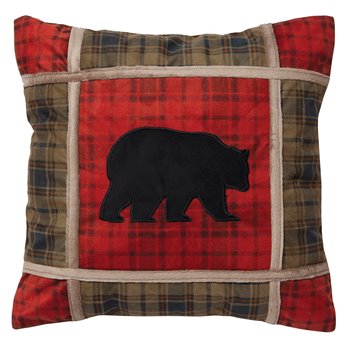 Red Plaid Bear Grid pillow