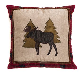Carstens Moose & Trees Rustic Cabin Throw Pillow 18" x 18"