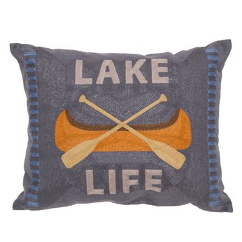 Carstens Lake Life Rustic Cabin Chain Stitch Throw Pillow 18" x 18"