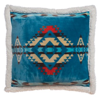 Carstens Turquoise Southwest Plush Sherpa Throw Pillow 18" x 18"