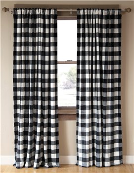 Black & White Lumberjack Buffalo Plaid Curtain Panels (Set of 2) 54" x 84" Each