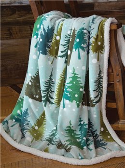 Snowflake Forest Rustic Cabin Sherpa Throw Blanket 54" x 68"