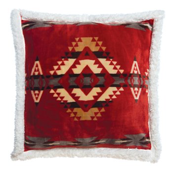 Carstens Red Southwest Plush Sherpa Throw Pillow 18" x 18"