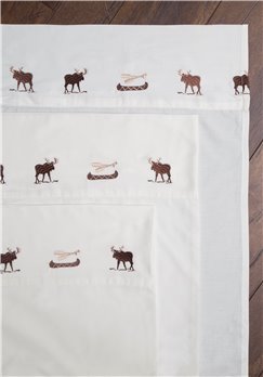 Carstens Embroidered Moose Rustic Sheet Set, Twin