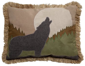 Howling Wolf Rustic Cabin Throw Pillow (Insert Included) 16" x 20"