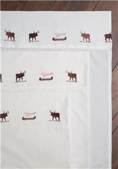 Carstens Embroidered Moose Rustic Sheet Set, King