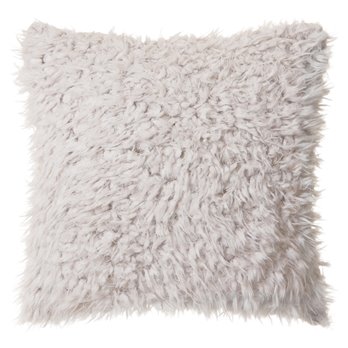 Faux Fur Throw Pillow 18"x18" With Insert, Off-White Plush