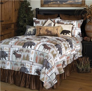 Vintage Lodge Rustic Cabin Quilt Set, Queen