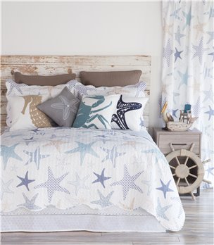 Starfish Reef Coastal Quilt set, Queen 3-Piece