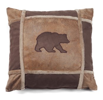 Carstens Bear Grid Rustic Cabin Throw Pillow 18" x 18"