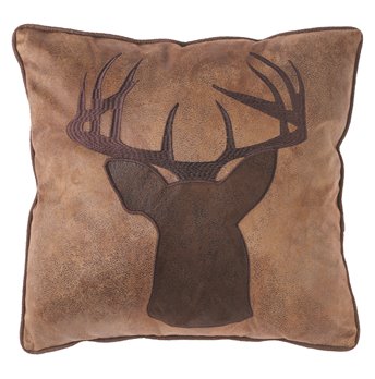 Carstens Applique Buck Rustic Cabin Throw Pillow 18" x 18"