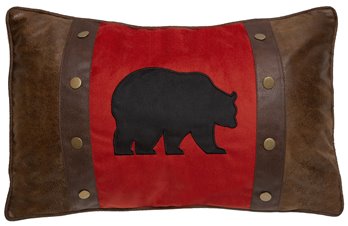Bear and Rivets Rustic Cabin Throw Pillow (Insert Included) 18" x 24"