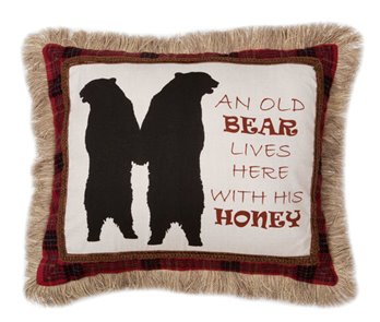 Carstens An old Bear Lives Here Rustic Cabin Throw Pillow 16" x 20"