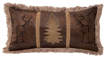 Carstens Buck & Trees Rustic Cabin Throw Pillow 14" x 26"